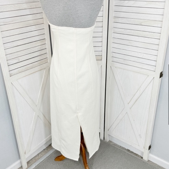 Zara Textured Strapless Tube Midi Dress Ivory Cream Large - Picture 7 of 11